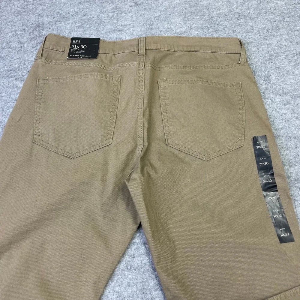 NEW Banana Republic Slim Fit Khaki Tan Textured Pants 31x30 Casual Travel